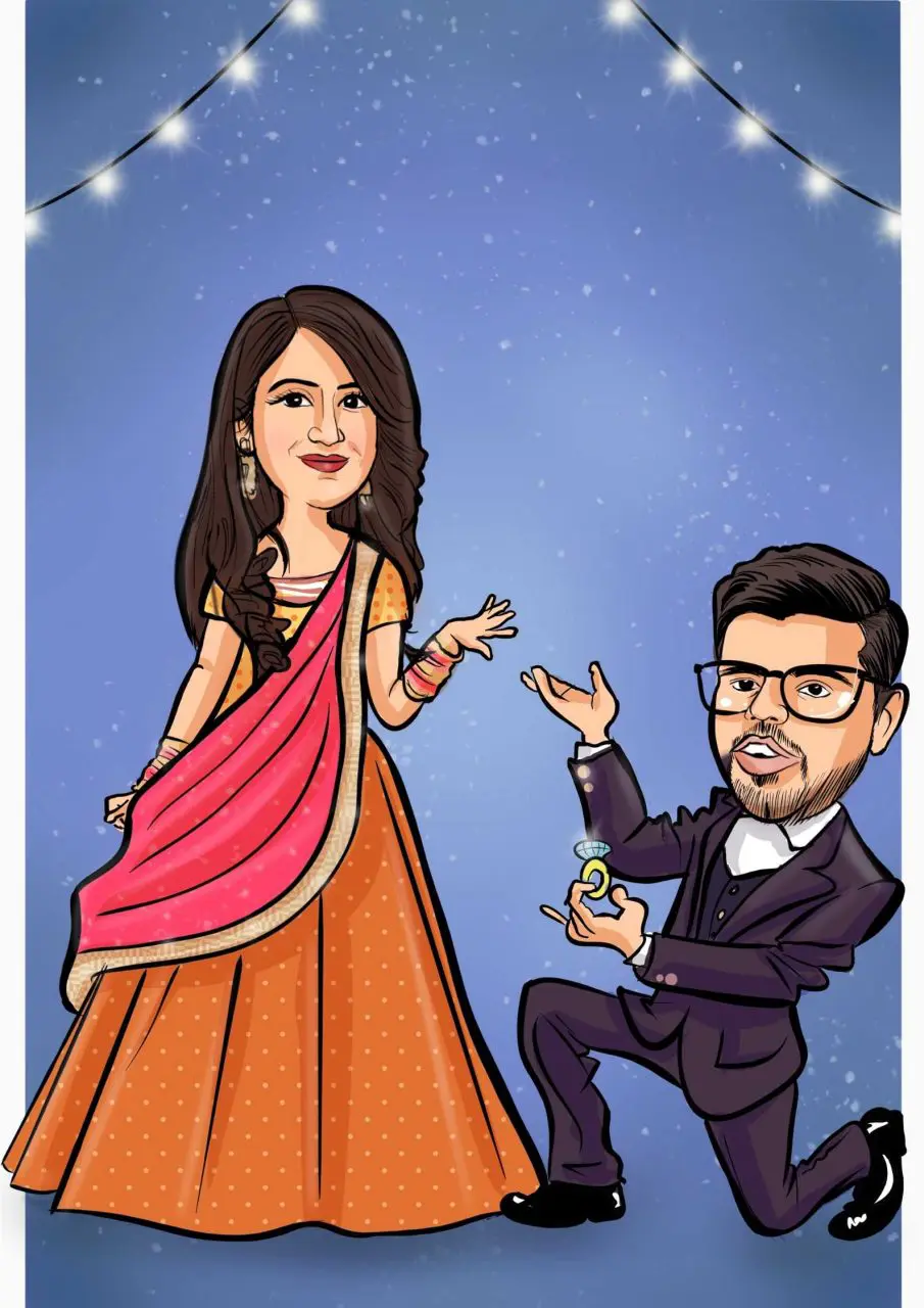 Engagement caricature Engagement caricature