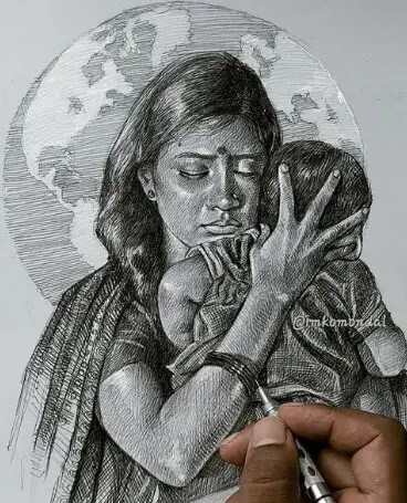 Ball point pen portrait by Koushik Mondal
