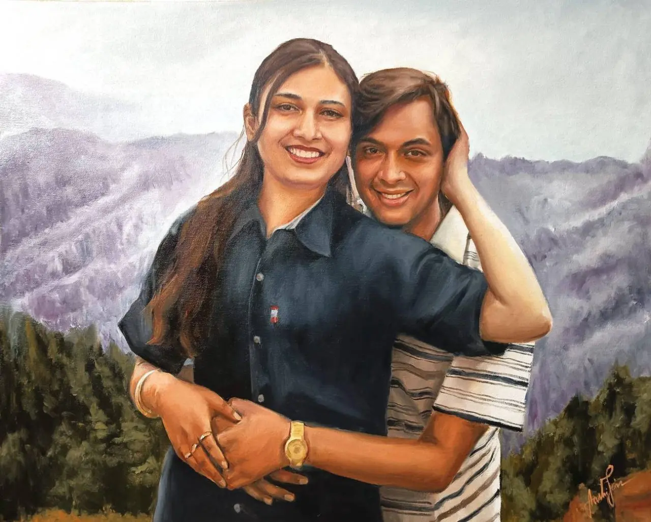 Couple on Honeymoon Oil Portrait Couple on Honeymoon Oil Portrait