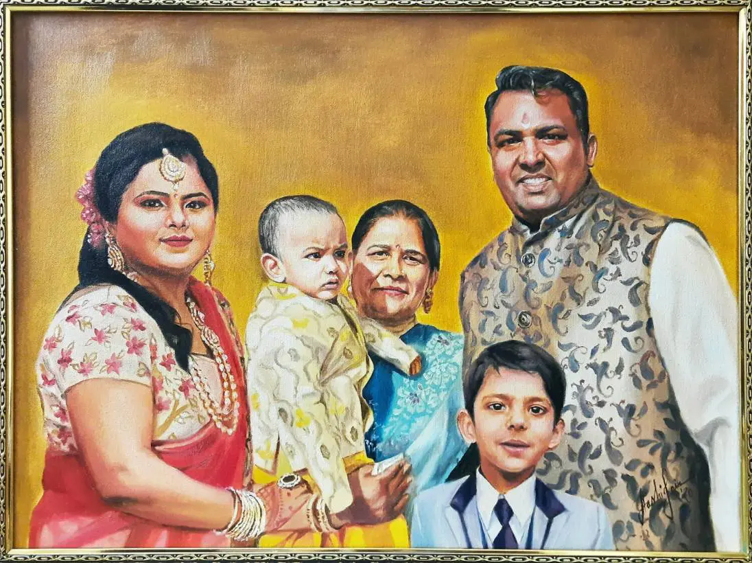 Indian Family Portrait Oil Painting Indian Family Portrait Oil Painting