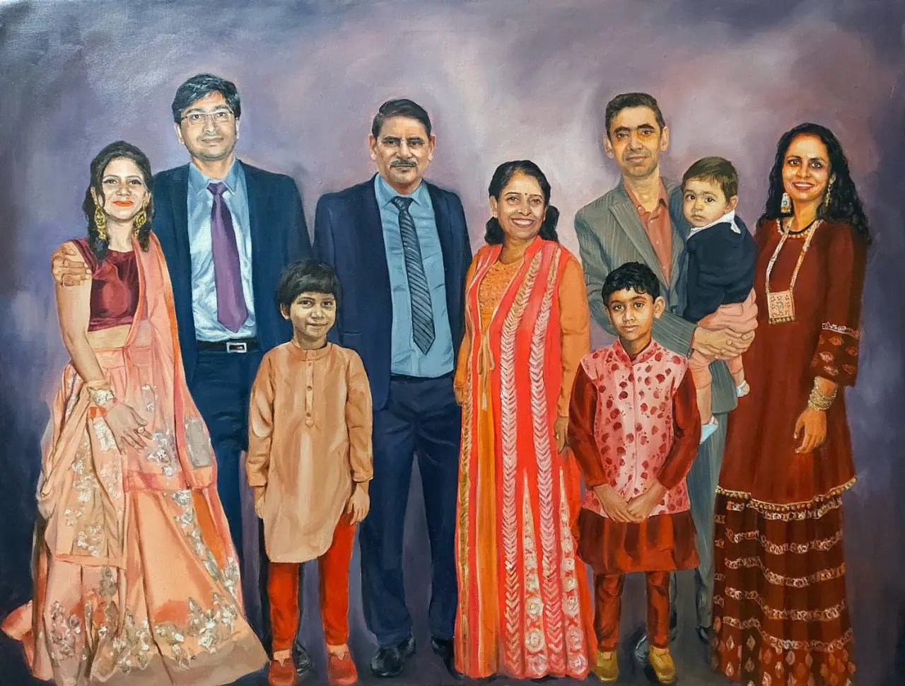 Large Family Portrait Oil Painting Large Family Portrait Oil Painting