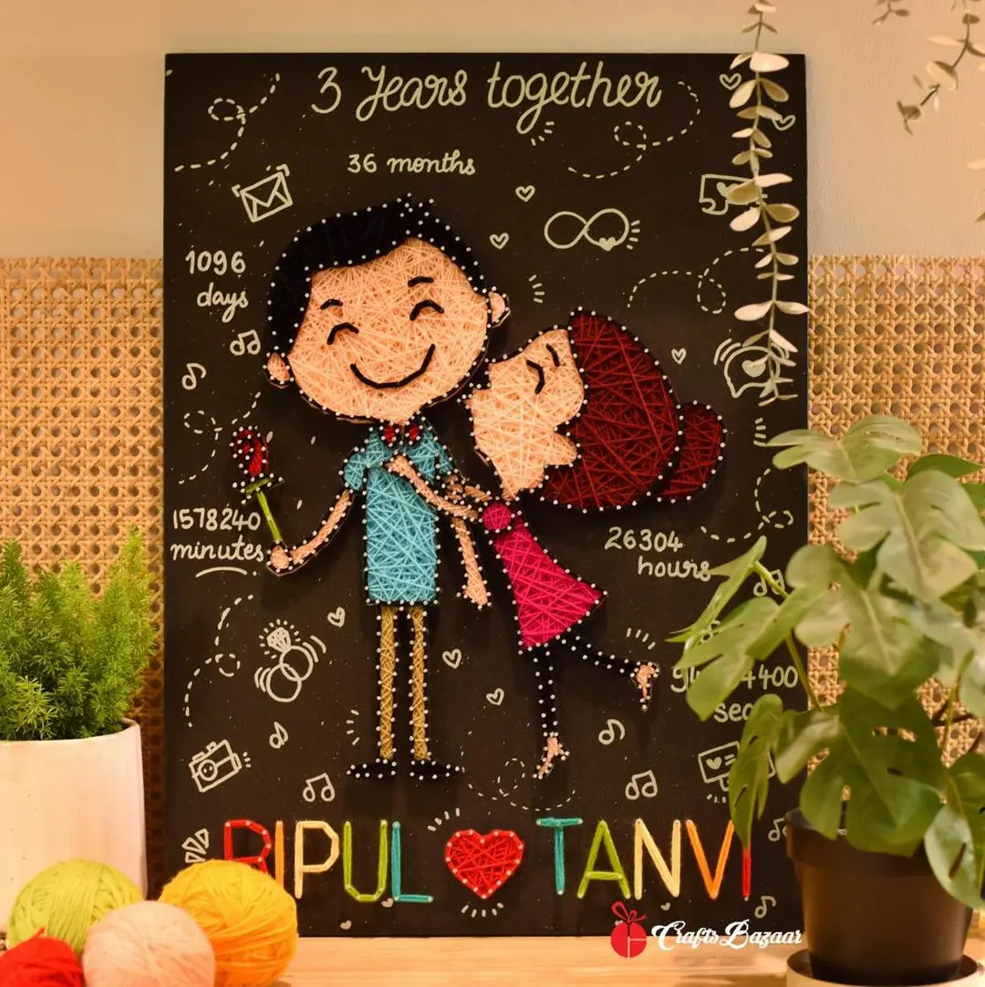 Cute couple string art illustration Cute couple string art illustration