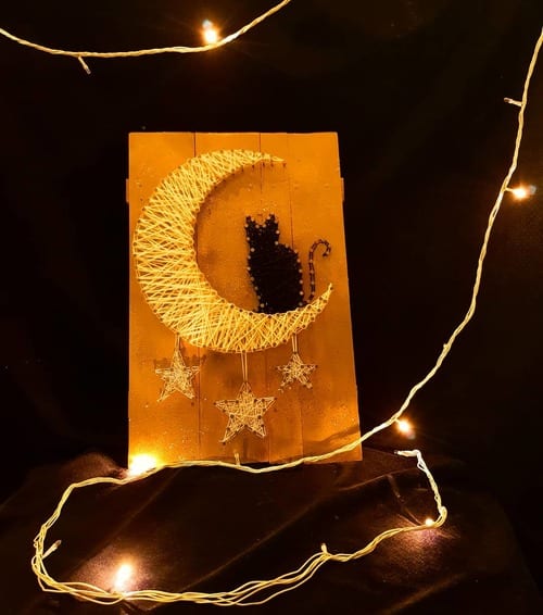 Cat on the Moon-Home Decor-String Art by Sonal Malhotra