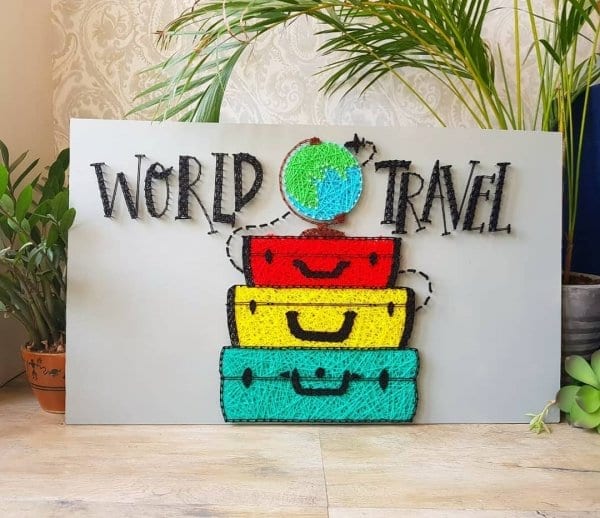 World Travel String art by Stoned Santa