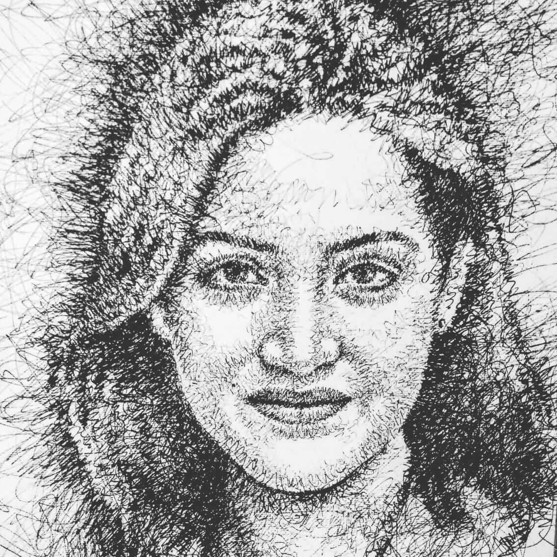 Handmade Scribble Pencil Sketch - Stoned Santa