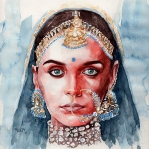 lady concept watercolor handmade portrait
