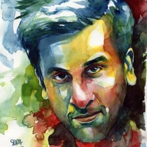 ranbir abstract watercolor portrait handmade