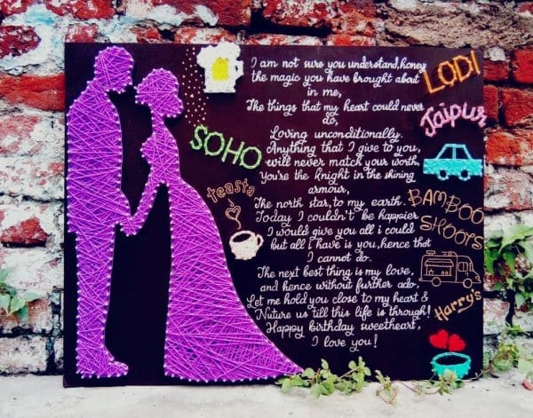 Couple wedding string art stoned santa sonal malhotra