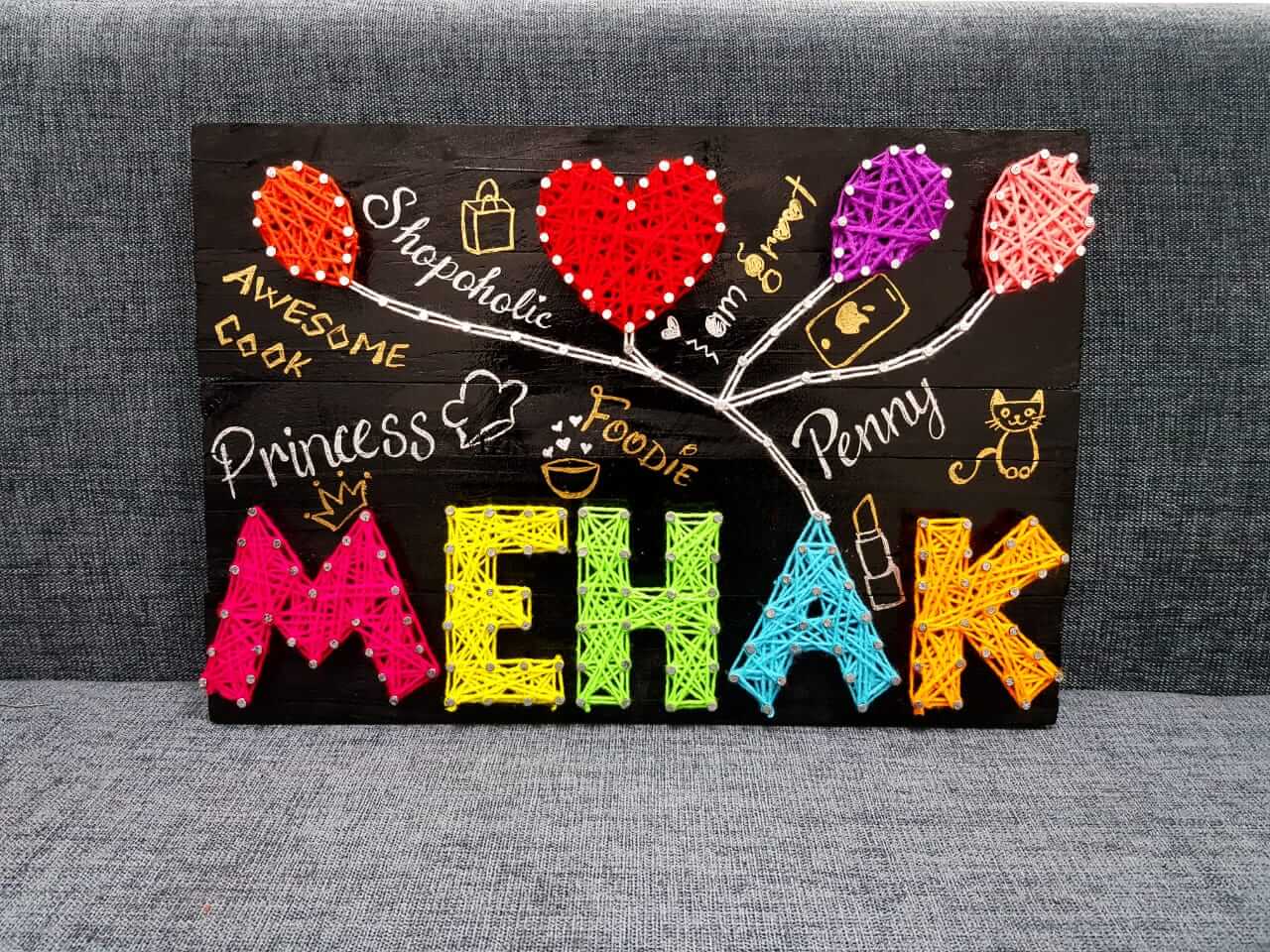 Personalized Name String Painting by Sonal - Stoned Santa