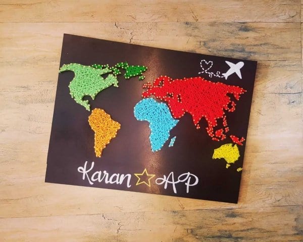 world map string art by sonal malhotra