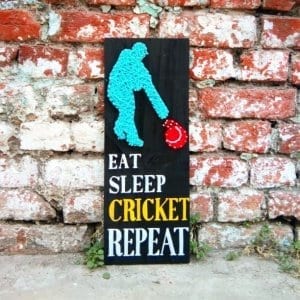 eat sleep cricket repeat string art stoned santa