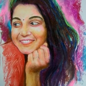 handmade color pencil portrait single face 1