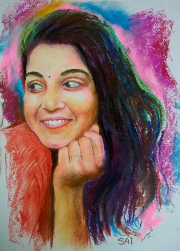 handmade color pencil portrait single face 1