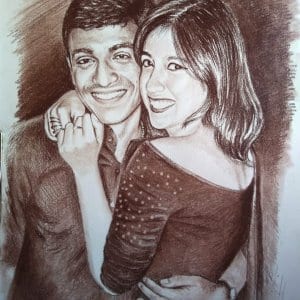 handmade charcoal couple portrait