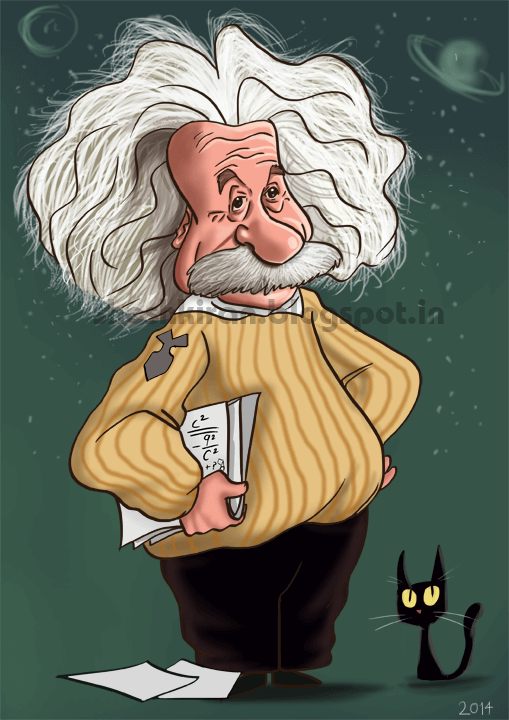 Albert Einstein Caricature by Shesh Kiran - Stoned Santa Albert Einstein Caricature by Shesh Kiran - Stoned Santa