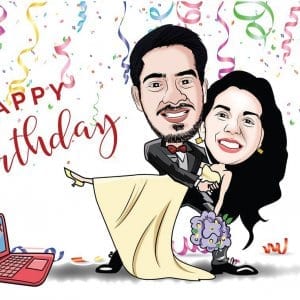 Birthday Girl (Couple) Caricature