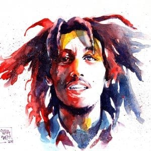 Bob Marley Watercolour Portrait by Surya Shetty