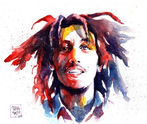 Bob Marley Watercolour Portrait by Surya Shetty
