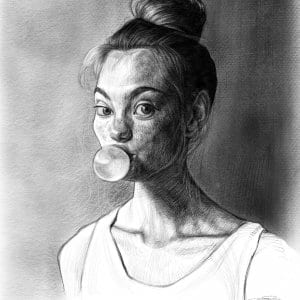 Bubble Gum Girl Hyper Realistic Caricature