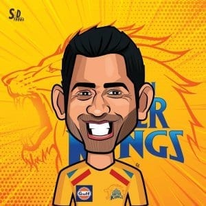 CSK MS Dhoni Caricature