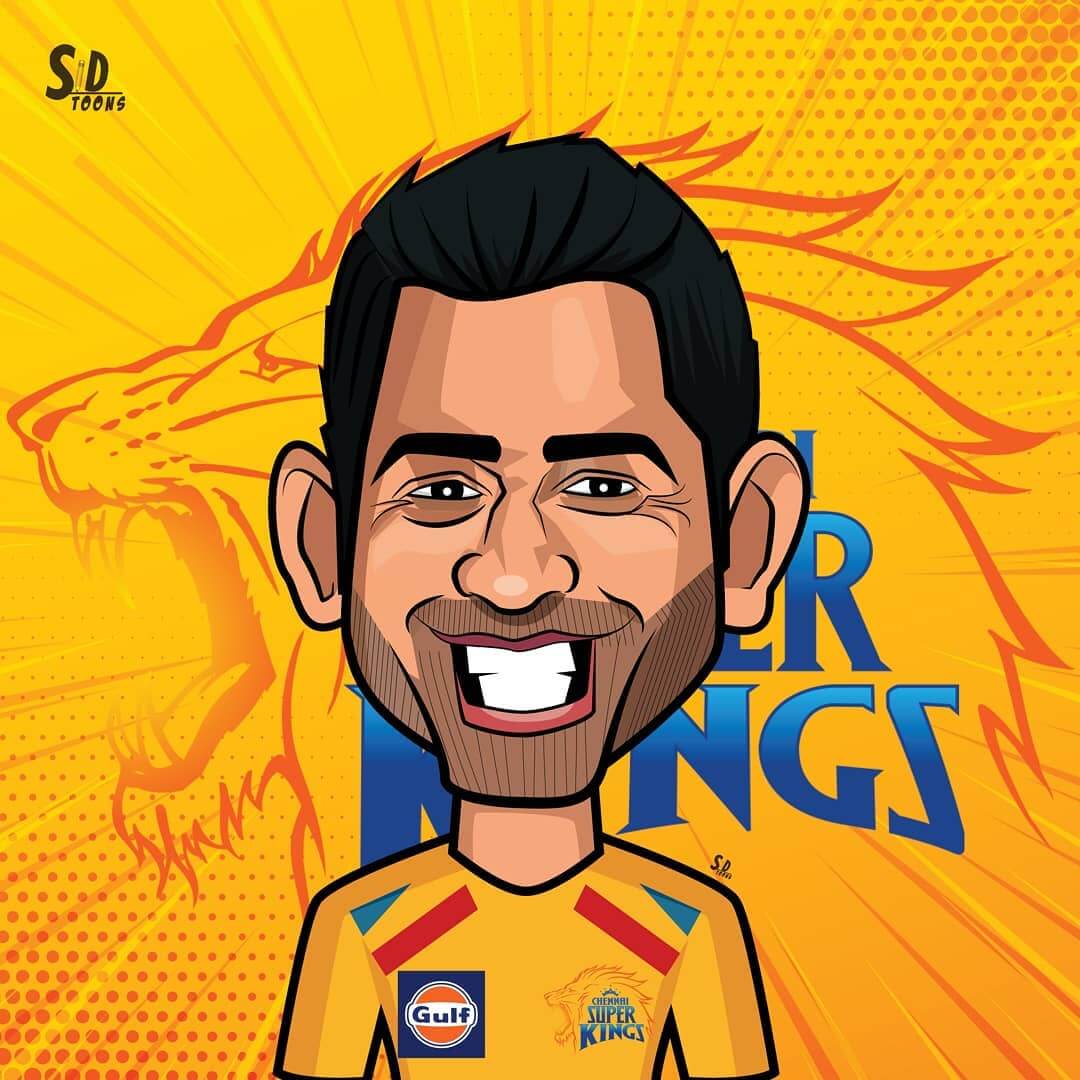 CSK MS Dhoni Caricature by Sidtoons - Stoned Santa