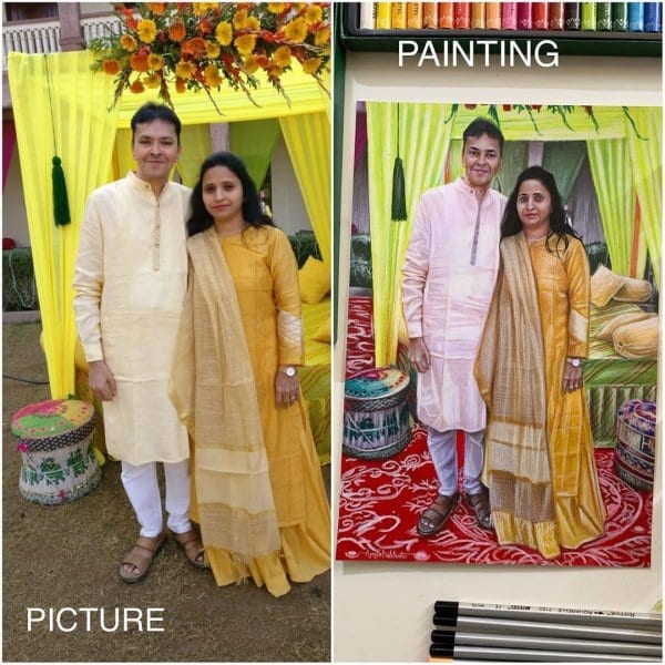 Couple Anniversary Hyper Realistic Portrait Compare by Ajay Rathod