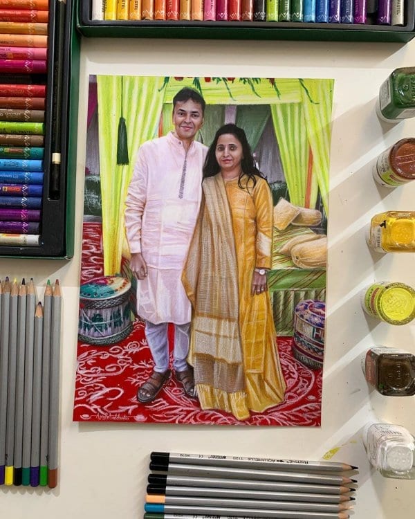 Couple Anniversary Hyper Realistic Portrait by Ajay Rathod