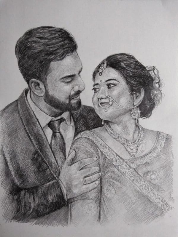 Couple Charcoal Portrait by Koushik