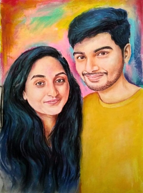 Couple Colour Portrait with Pastel Background by Koushik