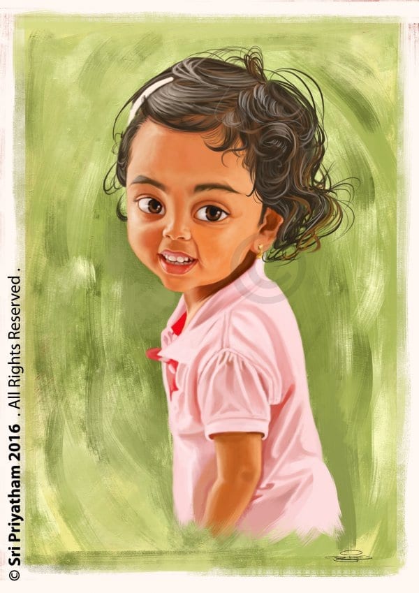 Cute Little Girl Hyper Realistic Caricature