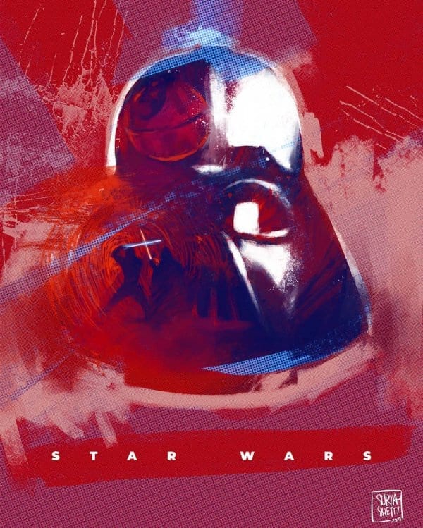 Darth Vader Star Wars Watercolour Portrait by Surya Shetty