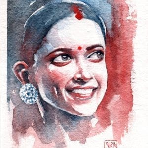 Deepika Padukone Watercolour Portrait by Surya Shetty