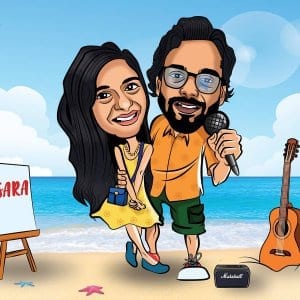 Destination (Goa) Wedding Couple Caricature