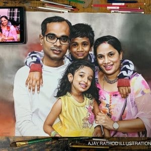 Family Hyper Realistic Portrait by Ajay Rathod