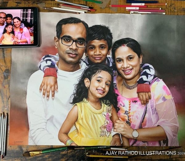 Family Hyper Realistic Portrait by Ajay Rathod