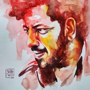 Gabbar Watercolour Portrait by Surya Shetty