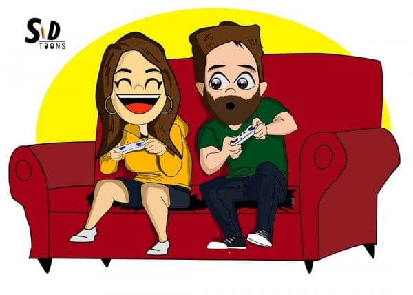 Gaming Couple Caricature