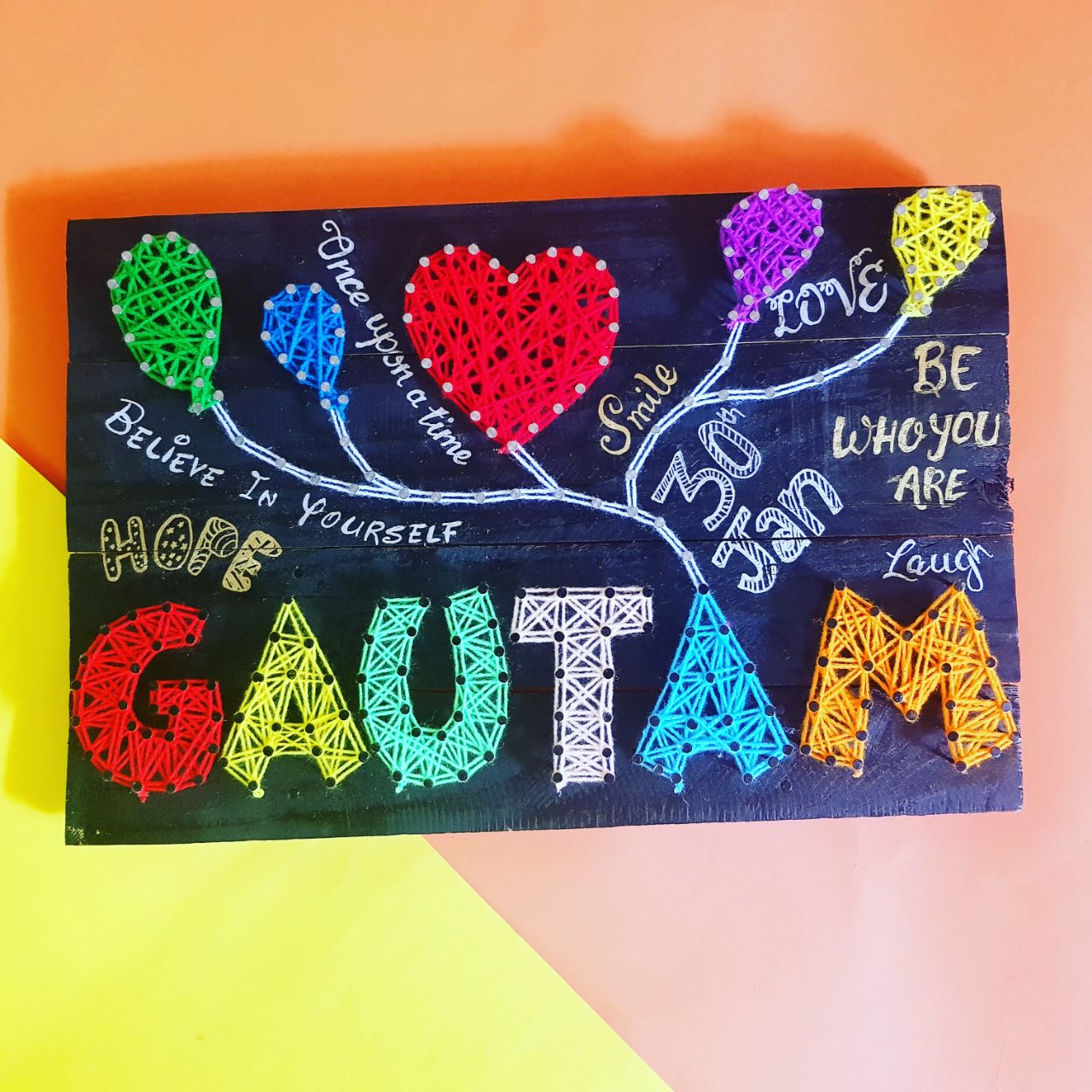 Gautam's Name String Art by Sonal Malhotra - Stoned Santa