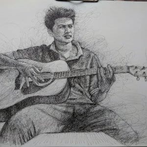 Guitarist Scribble Portrait by Koushik
