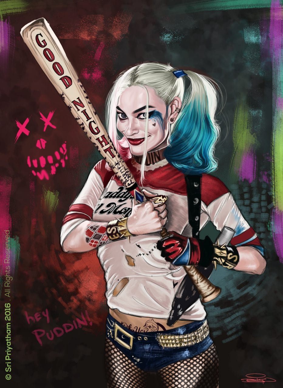 Harley Quinn Hyper Realistic Caricature - Stoned Santa