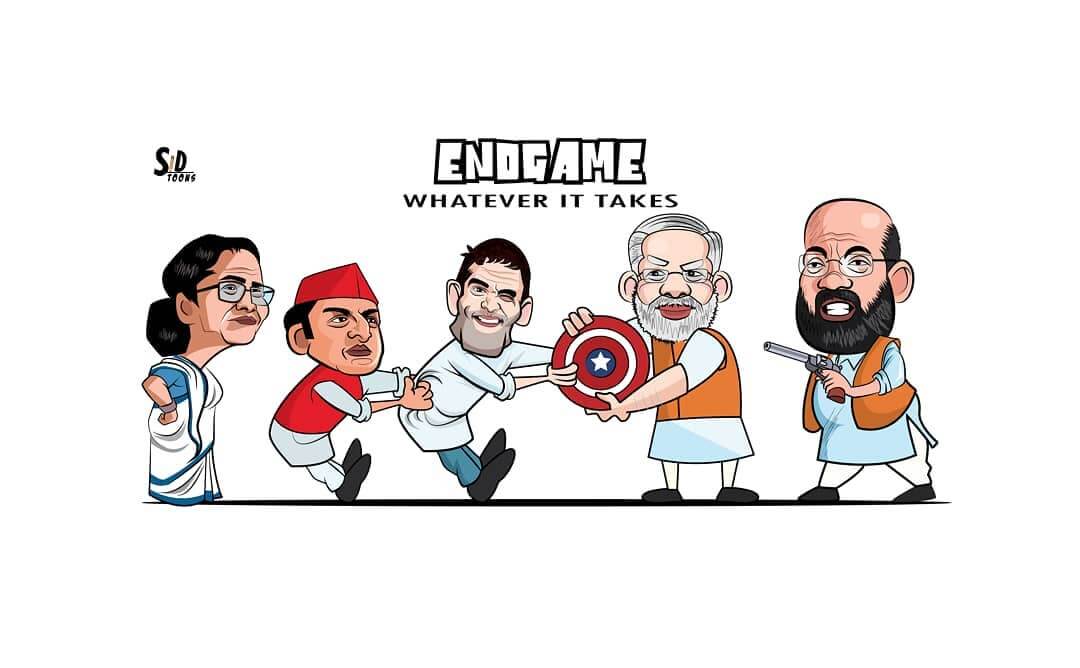 Indian Politics Endgame Caricature by Sidtoons - Stoned Santa