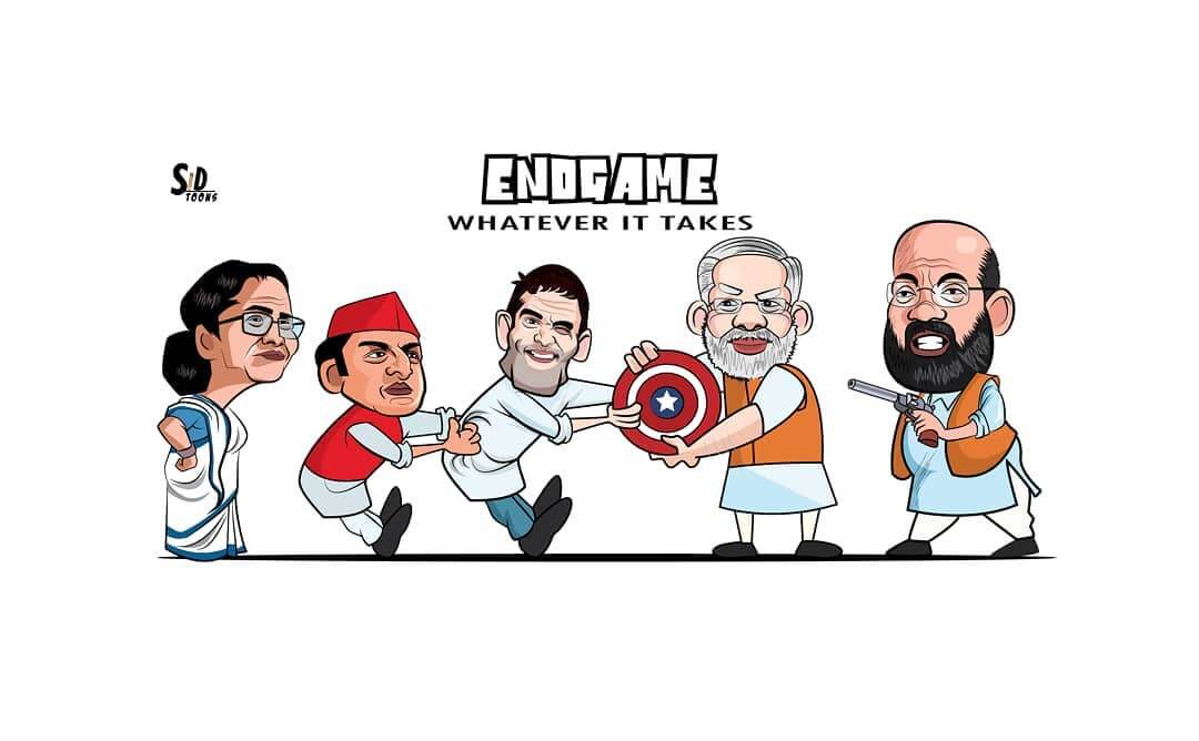 Indian Politics Endgame Caricature by Sidtoons - Stoned Santa Indian Politics Endgame Caricature by Sidtoons - Stoned Santa