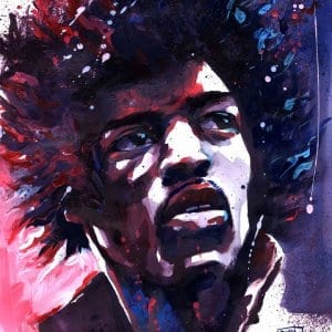 Jimi Hendrix Watercolour Portrait by Surya Shetty