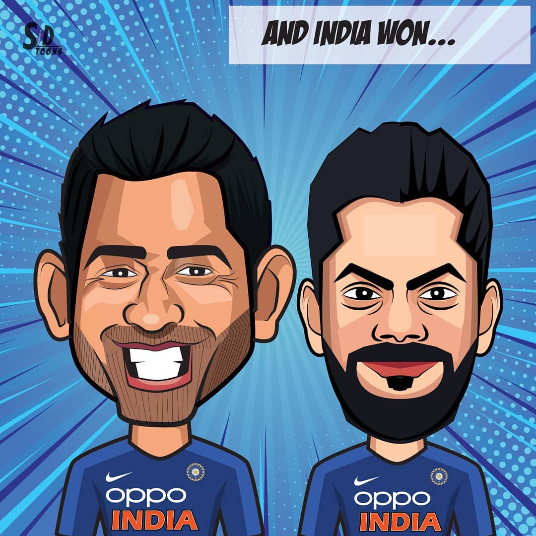 MS Dhoni and Virat Kohli Caricature by Sidtoons - Stoned Santa MS Dhoni and Virat Kohli Caricature by Sidtoons - Stoned Santa
