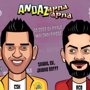 MS Dhoni and Virat Kohli (Andaz Apna Apna) Caricature