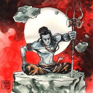 Mahadev Watercolour Portrait by Surya Shetty