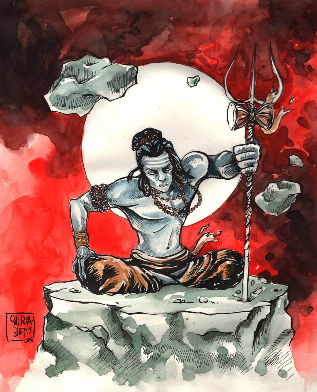 Mahadev Watercolour Portrait by Surya Shetty Mahadev Watercolour Portrait by Surya Shetty