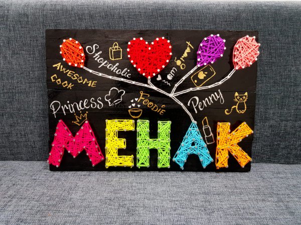 Mehak's Name String Art by Sonal Malhotra