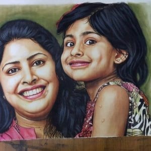 Mom and Daughter Hyper Realistic Portrait by Ajay Rathod