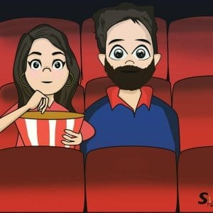 Movie Date Couple Caricature